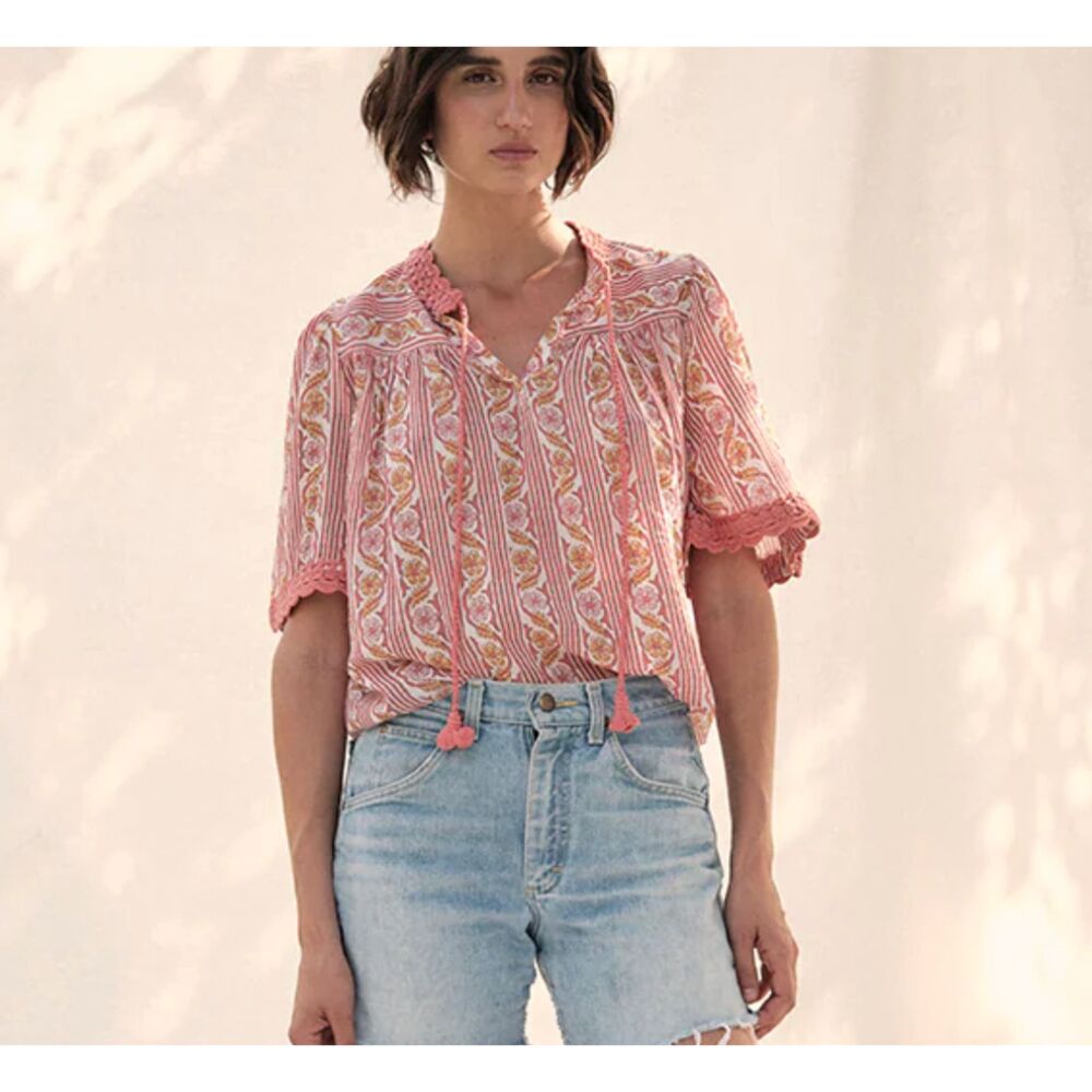 SAYLOR Meghry Boho Floral Blouse‎ Red Medium